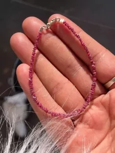 Brazalete de 7" con cuentas de diamantes en bruto rosa natural 9,0 TCW broche de plata .925 - Imagen 1 de 8