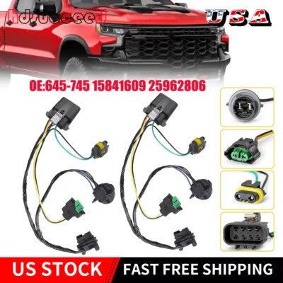 2PCS Headlight Wiring Harness FOR 2007-2012 Chevrolet Silverado 1500 HD 25962806 - Image 1 of 4
