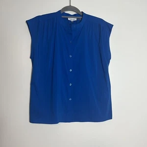 Calvin Klein Women’s Boxy Top Women’s Button Up Blue Top Size S - Picture 1 of 7