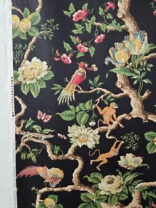 Vintage Schumacher Menagerie Tessuto Scimmie Pappagalli Scoiattoli Nero 6+Iarde Scarso - Foto 1 di 12