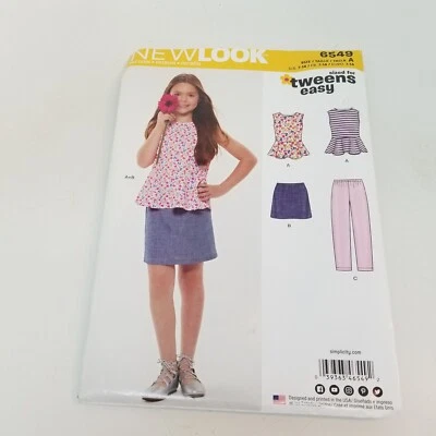New Look Pattern Uncut 6549 Tween Girls Tunic Top  Skirt Pants EASY 7 to 14 - Image 1 of 4
