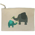 'elephant And Calf Eating Leaves' Canvas Clutch Bag (cl00033369)