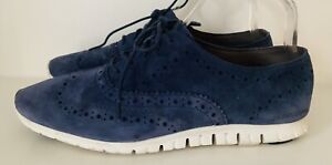 Women’s Cole Haan Shoes Zerogrand Suede Oxford Blue Size UK 6.5 Good Condition