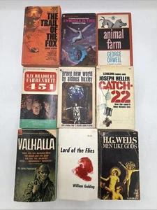 Vintage Fiction Lot of 9 Orwell Huxley Bradbury Golding Heller Sci-Fi Classics - Imagen 1 de 10