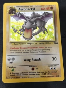 Carta Pokémon Juego de Cartas Coleccionables Aerodactyl Fossil 1/62 Holo Ilimitado Holo Raro MP * - Imagen 1 de 6