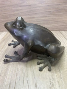 Vintage Brass Frog Toad Figurine 6.5 inches Nice Patina - Picture 1 of 12