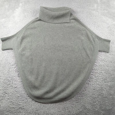 Kinross Cashmere Poncho Womens Small Green Gray Ribbed Knit Turtleneck Sweater - Image 1 of 4