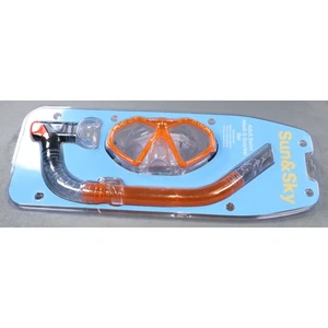 Sun&Sky Adult Swim Mask & Snorkel Set Orange Adjustable Strap New Sealed - Picture 1 of 6