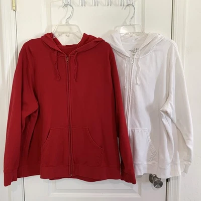Made For Life Fleece Full Zip Hoodie Jacket 2 PC Set Red & Ivory Size 2X - Image 1 of 4