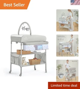 Beige Waterproof Folding Baby Changing Table – Safe & Convenient for Parents - Picture 1 of 8