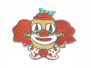 Pailletten Bügelbild Clowkopf ca. 9x10cm Applikation Kölner Karneval, NEU & OVP! - Bild 1 von 1