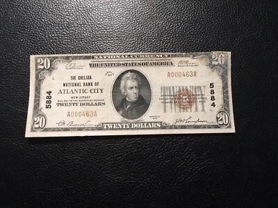 National Bank Note Atlantic City New Jersey Damaged Half Of A No Problem Note - Image 1 of 4