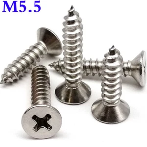 Tornillos para madera autorroscantes de cabeza plana Phillips de acero inoxidable M5.5 304 - Imagen 1 de 16
