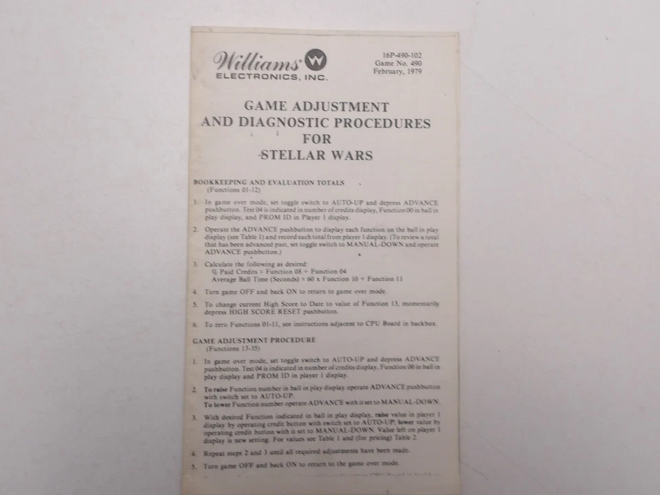 Williams: Stellar Wars-  Instructions Booklet - Image 1 of 1