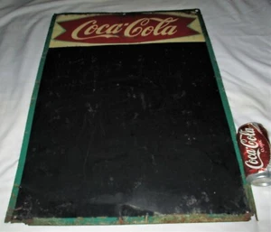 COCA COLA SODA USA METAL FISHTAIL CHALK BOARD BAR ADVERTISING SIGN NOT PORCELAIN - Picture 1 of 11