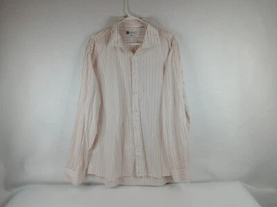 Bachrach Long Sleeve Shirt XXL Mens Orange White Stripe Dress Business Casual  - Image 1 of 4