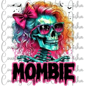 Sublimation Transfer Mombie Skull Halloween Ready To Press Heat Transfer - Picture 1 of 1