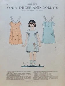 Your Dress & Dolly's, Child Life Vintage 1927 revista muñecas de papel, chiquet - Imagen 1 de 1