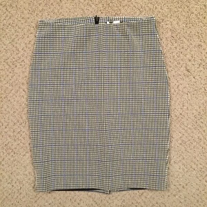 Ann Taylor Petite Skirt Size MP Knee Length Lined Waffle Blue White Plaid Pencil - Picture 1 of 10