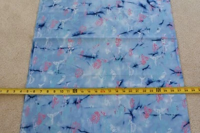 34" Long, Pink & Lavender Fish on Blue Batik Cotton, P3083 - Image 1 of 4