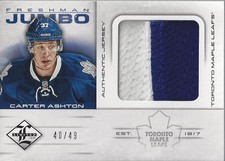 2012-13 Limited Freshman Jumbo Materials Prime #FJCA Carter Ashton Jersey /49 