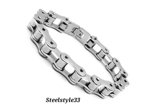 Sólido Alta Calidad Acero Inoxidable Moto Cadena Bicicleta Pulsera Diseño Hombre - Imagen 1 de 27