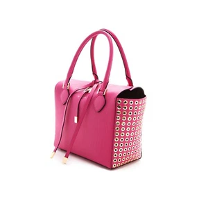 Michael Kors Collection Fuschia Pink Leather Grommet Gold Miranda Bag Purse New - Picture 1 of 8