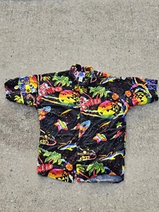 Vintage 90s Planet Hollywood Jams World Space Print Hawaiian Shirt Men’s X-Large - Picture 1 of 12