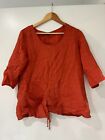 Pingpong Linen 3/4 Sleeve Blouse Red Size 8