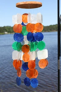 "Spring Melody" Cut Capiz Windchime, Delicate tinkling in soft breezes. G-109 - Picture 1 of 6