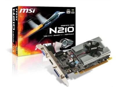 MSI G2101D3 Video Card N210-MD1G D3 GF 210 1G DDR3 LP PCIE DVI HDI- VGA - Image 1 of 4