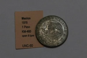 🧭 🇲🇽 MÉXICO 1 PESO 1978 CON ABIERTO 8 ESCASO ALTO GRADO B63 #Z4003 - Imagen 1 de 4