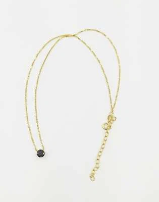 COLLANA DORATA CON ZIRCONE NERO 5 MM E CATENINA A 45 CM IN ARGENTO 925  - Immagine 1 di 3