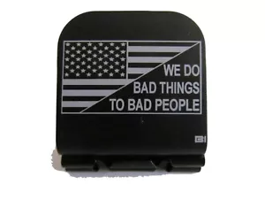 American Flag / We Do Bad Things To Bad Laser Etched Aluminum Hat Clip Brim-it - Picture 1 of 9