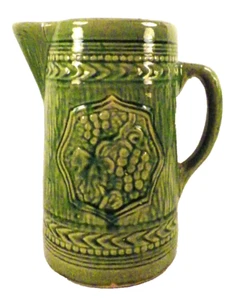 Sebring Pitcher Tankard Art Pottery Green Grapes Antique Nice Condition - Picture 1 of 8