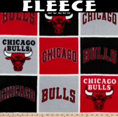 NBA Chicago Bulls Block Fleece Fabric by the Yard - Image 1 of 2