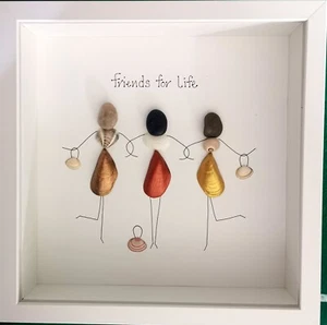 Pebble art picture Friends birthday personalised handmade - Picture 1 of 2