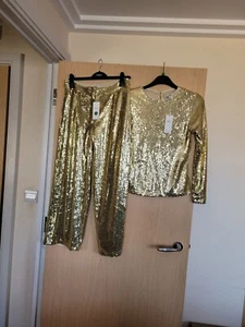 M&S Ladies Glitter (Gold) Trouser Suit for Parties/Cruises - Picture 1 of 1