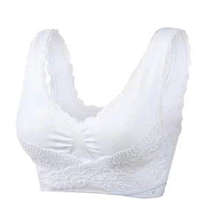Bra Breathable Wireless Push Up Sexy Knit White Medium New !!! Padded - Picture 1 of 6