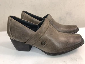 Born Women’s Slip-on Western Heel Rustic Gray Leather Shoe Bootie Sz 7.5 EU 38.5 - Picture 1 of 12
