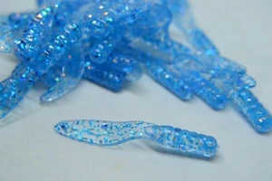 JASONS CRAPPIE FLOPPERS  2"  30 PACK  GRUB CRAPPIE LURES JIGS   FLO BLUE FLAKE - Picture 1 of 1
