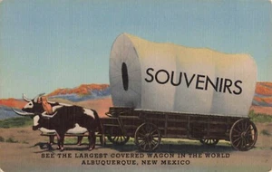 Albuquerque, New Mexico Postcard Largest Covered Wagon Route 66 c 1951 F9 - Bild 1 von 2