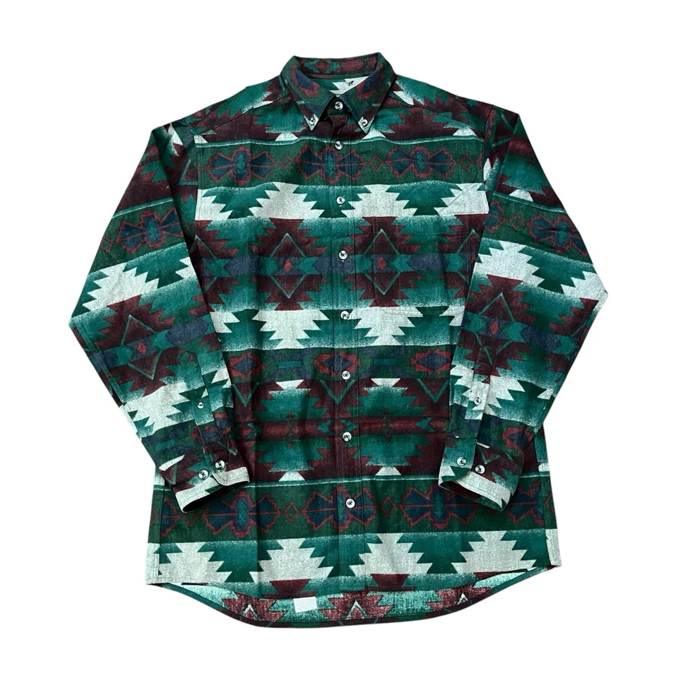 Cabela's Flannel Shirt Mens Medium Thick Southwest Aztec Navajo Print Cowboy Vtg - Image 1 of 4
