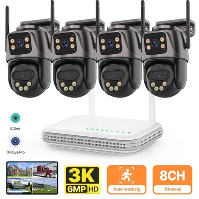 8CH 6MP Wireless Camera Dual Len WIFI Securit...