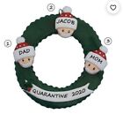 Personalized 2021 Quarantine Wreath Mask Family of 3 Christmas Ornament