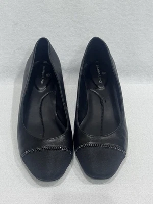 Bandolino Black Leather Cap Toe Low Heel Flats Size 7.5M Dressy Classic - Image 1 of 4
