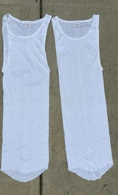 JOCKEY Lot Of 2 White Ribbed Cotton Tank Top Beater 38-40 M USA Vintage - Image 1 of 4