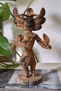 Native American Wood Kachina Doll Crow Mother Signed Navajo R. Platero 5.25” - Picture 1 of 5