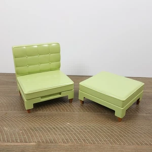 Barbie 2005 Totally Real Dollhouse Furniture Green Convertible Chair Ottoman Bed - Picture 1 of 4