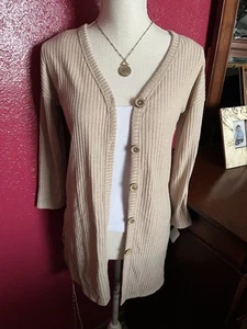Girls Cardigan Sweater by Beauties Beige Beautiful Long Length Sz 14 - Picture 1 of 5